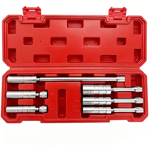 【DealsForYouDays】6PCS 3/8-Inch Drive Magnetic Swivel Spark Plug Socket Set, Thin Wall, Include 9/16-Inch, 5/8-Inch, 13/16-Inch, 14mm,Socket, Length: 4-Inch, 6-Inch, 11-Inch, 12-Point, CR-V,#TikTokShopBlackFriday