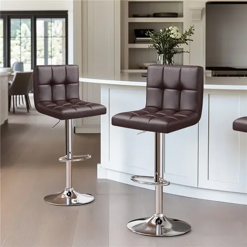 Costoffs Armless Barstools (2/4-Piece) - 360° Swivel Adjustable Height Desk Barstools with PU Leather Foam Cushion, Footrest, Enlarged Anti-Slip Base, Easy-to-Clean Design, Barstool, 360 Rotational Barstools,dorm essentials,home decor