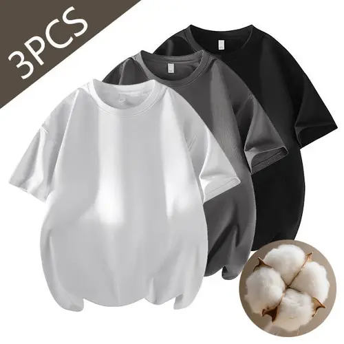 Womens 3 Piece Set Minimalist Oversized T-shirts 100% Cotton Casual Tee Shirts Workout Tops Gym Clothes Summer Loose Fit Short Sleeve Basic Streetwear Soft Comfortable Breathable Essential Womenswear