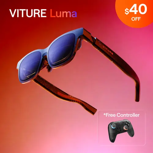 VITURE Luma AR Smart XR Glasses with Hairfriendly Cover - 146” Display, 1200p Ultrasharp, 1000 Nits Bright, 50° FOV, Dimmable Adjustments, Multi-Platform USB-C Adapter for Mobile, iPhone, Android, Mac, PC, Steam Deck, Switch 2