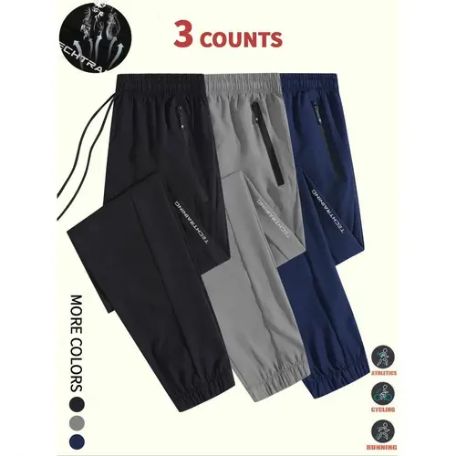 URMCZ Men's Lightweight Breathable Fitted Cut Athletic Jogger Pants - Comfy, Zipper Pockets, Fashion Streetwear, Machine Washable, Grey, Ideal for Gym, Spring-Autumn, Fathersday Gift