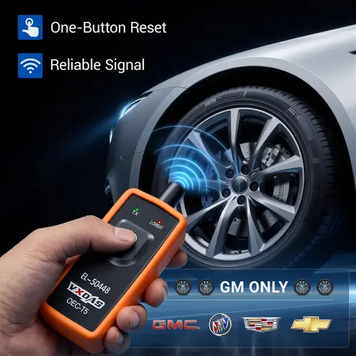 VXDAS 1-Button TPMS Relearn Tool EL-50448 - 315MHz Accurate Car Tire Sensor Reset Accessory for GM Models (Chevy, GMC, Buick, Cadillac) for After Tire Rotation, After Installing New TPMS Sensors, Horn Beep Relearn, 2025 Year-End Promotion, One-Button