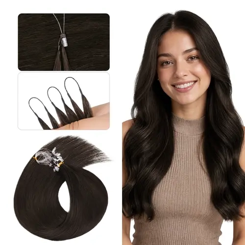 GOO GOO Micro Link Pro FeathDual Tip Hair Extensions Remy Human Hair, Invisible Loop Hair Extensions Straight Hair for Natural Look & Volume Summer Hair Reuseable Summer Hairstyles #tiktokshopbacktoschool #sohochic