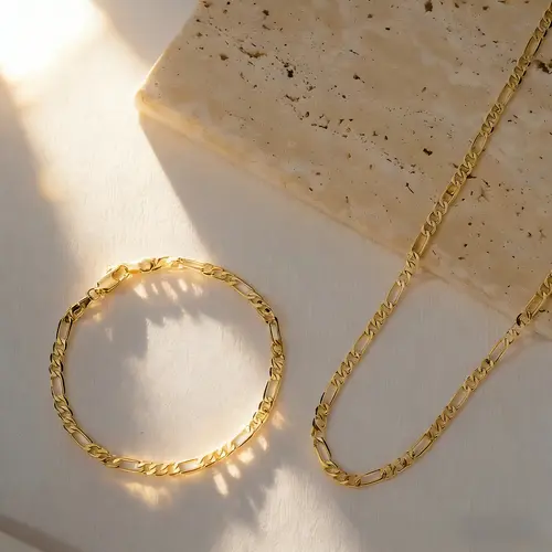 Unisex 2-Piece Gold Jewelry Set - 4mm Chain Bracelet & Necklace, Elegant Costume Fashion Accessories, Perfect Gift for Christmas Weddings, Bracelets for Women