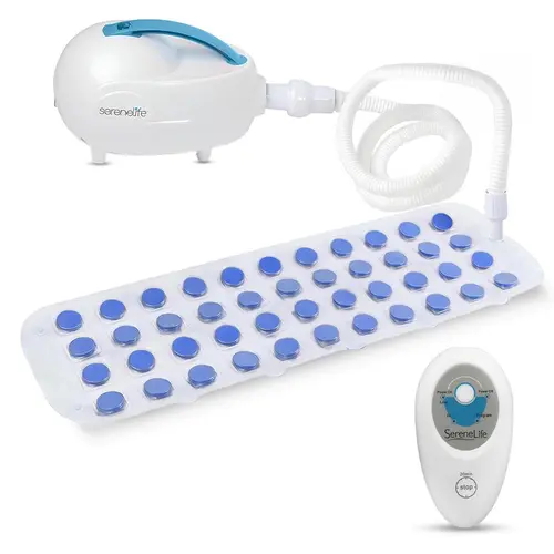 Bubble Bath Massage Mat - Waterproof Non-Slip Bath Mat with Motorized Air Pump, Adjustable Bubble Settings, Aroma Clip & Remote Control - Portable Home Spa Essentials