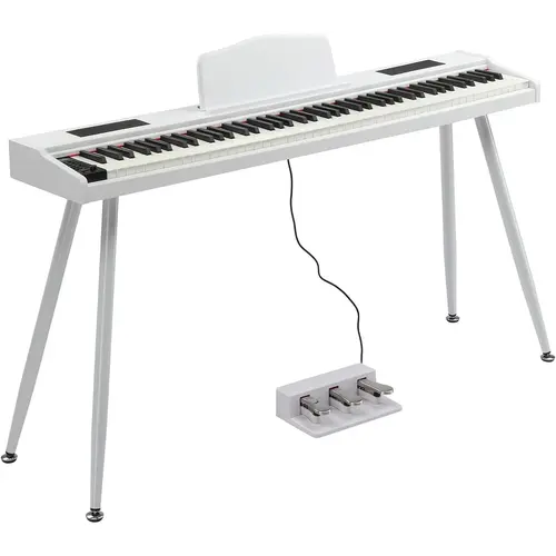 GLARRY Unisex 88-Key Semi-Weighted Portable Digital Piano Keyboard Kit, with Stand, Triple Pedals, Power Supply, 2 Speakers, Bluetooth, 3.5mm Headphone Jack, 128 Rhythm, 128 Polyphony, for Beginners (Things to Buy for Piano Enthusiasts), Digital Pianos ti
