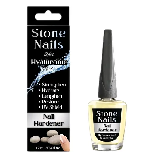 Sohochic Stone Nails Hardener with Hyaluronic Acid - Nail Care Strengthening Treatment, Moisturizer with UV Shield, Glossy Base+Top Coat