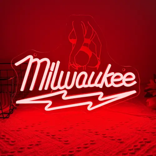 Beauty Milwaukee Tool LED Neon Sign Dimmable Garage Workshop Light Sign Decor Neon Lights, Decorative Wall Light, Man Cave Light for Repair Shop Bar Party, Gift for Him, Home Decor Lighting, Atmosphere Lighting, Led Light Letters, Led Decoration