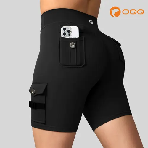 OQQ Women's High Waist Workout Shorts with Cargo Pockets Gym Shorts for Women Biker Shorts,back to school shopping