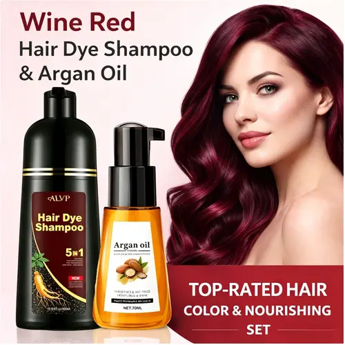 ALVP 2026 5-in-1 Herbal Dye Shampoo for Adults (Male & Female) - Dyeing Hair, Cover Gray Hair Solutions, Scalp Nourishment, Long-Lasting Color, Gentle Plant Care, No Bleach, 4 Shades (Golden Brown, Blonde) with Ginseng Serum Gift