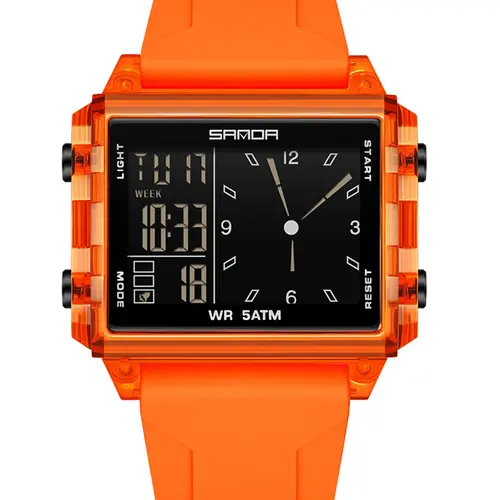 SANDA Unisex Analog-Digital Fashion Watch, Waterproof Luminous Multi-Function Youth Style Watch with Countdown Timer, Perfect for Casual Wear