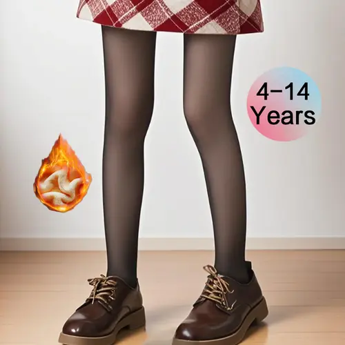 Children's Fleece Lined Tights Kids Warm Thermal Winter Thick Leggings Pantyhose Fake Translucent Pants for School Dress,Girls Fleece Lined TightsChildren's black skin penetrating velvet tights for girls in autumn and winter soft skin