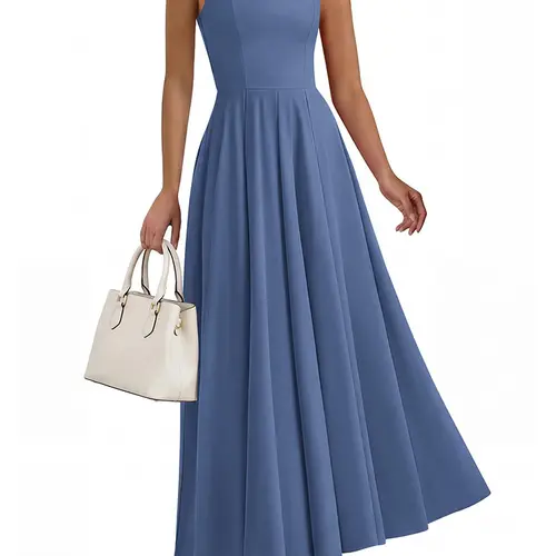 BTFBM Women Summer Square Neck Maxi Dress Spring 2026 Elegant Classy Sleeveless Formal Wedding Guest Cocktail Dresses #Clearance