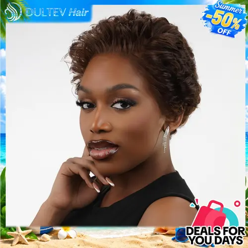 Dultev 13x6 Glueless Pixie Cut Wigs 001 for Women 180% Density Glueless Lace Front Layered Luxury Beauty Curly HD Human Hair Wig #DealsforYouDays