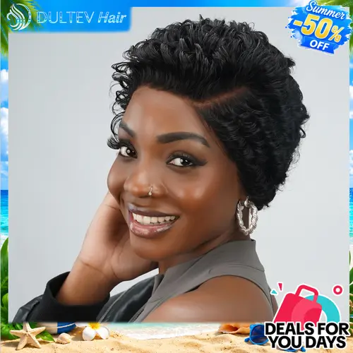Dultev 13x6 Wear Go Pixie Cut Wigs 001 for Women 180% Density Glueless Lace Front Layered Luxury Beauty Curly HD Human Hair Wig Lace Closure Wigs #tiktokshopsummersale
