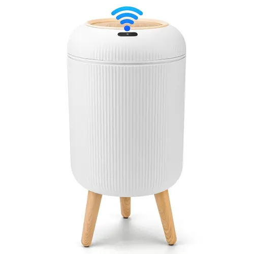 CLEALOM Smart Induction Waterproof Trash Can,Motion Sensor Trash Can with Lid, 3 Gallon / 10 L Automatic Bathroom Trash Can, Touchless Trash Bin, Smart Plastic Garbage Can with Removable Legs for Bathroom, Bedroom, Kitchen, Office, White, Household Items