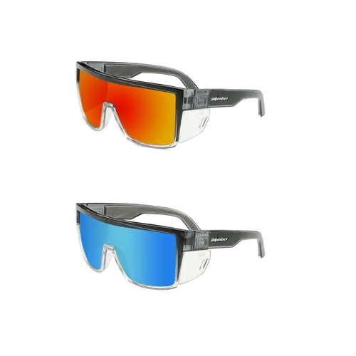 Buzz Bomb Fire & Ice Sunglasses Set, 2-Pack Square Eyewear with Resin Frames, Extra Side Protection (bz2pck)