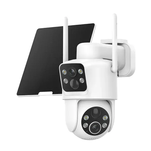 SEHMUA Dual Lens Solar Security Cameras Wireless Outdoor, 2K Full HD Video, 360° View Pan/Tilt Home Security Camera with Color Night Vision, Easy to Install, PIR Alarm, 2.4GHz WiFi