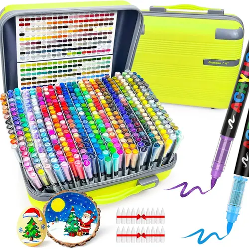 GuangNa 360/408 Acrylic Paint Markers Professional Grade Direct Liquid Ink Control System for Rock Painting Canvas Glass Plastic Fabric & Creative Crafts Christmas Gift