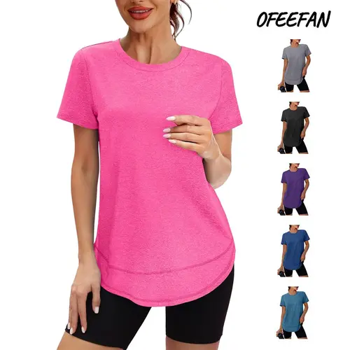 OFEEFAN Womens Workout Tops Short Sleeve Shirts with Sun Protection UPF 50+ Quick Dry Outfits for Hiking Running S-3XL Womenswear Shortsleeve Tshirt