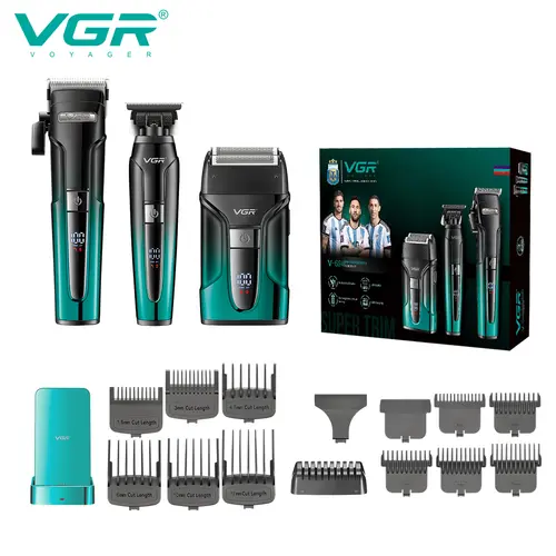 VGR 694 Professional Men's Cordless Hair Clippers Set - Foil Shaver, LED Display, 2500mAh Batteries, Barber Equipment for Short Hair Hairstyles, Grooming Kit (Father's Day Gift),back to school,back to school haul