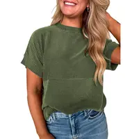 EVALESS Women's Solid Short Sleeve T Shirts Tops Ribbed Knit Striped Crewneck Casual Loose Fit T Shirts 2026 Womenswear Summer Outfits Summervibes  Deals For You Days