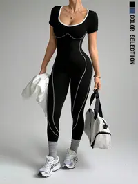 Women's Sporty Jumpsuit for Daily Wear, Running, Training, Travel, Cycling, Seamless Knitted Yoga Suit & All-Seasons, Stretchy Jumpsuit