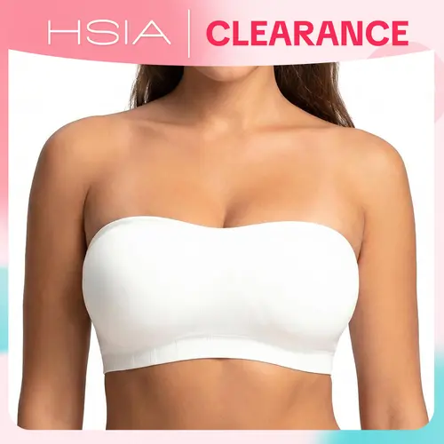 HSIA Luna Women's Supportive Wireless Tube Top Bra Nylon Solid Bra Halter Top Bra- Plus Size, Anti-Slip Bandeau, Breathable, Seamless, Adjustable Straps, Strapless Basic, Hand Wash Only