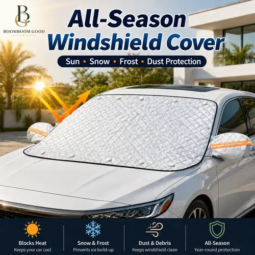 All-Season Car Windshield Cover – Snow, Sun, Dust & Frost Protection Shield, Durable Weather-Resistant Design for Winter and Summer Use