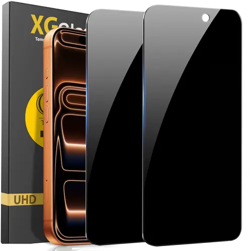 Tempered Glass Privacy Screen Protector (2 Pack) for iPhone 17-17e,16-16e,15 Plus,14,13,12,11 Pro Max,XR,Xs,SE2-SE3,7-8 - Anti-Spy,9H Hardness,Military Grade Shatterproof Smartphone Accessories for Handheld Devices Protection