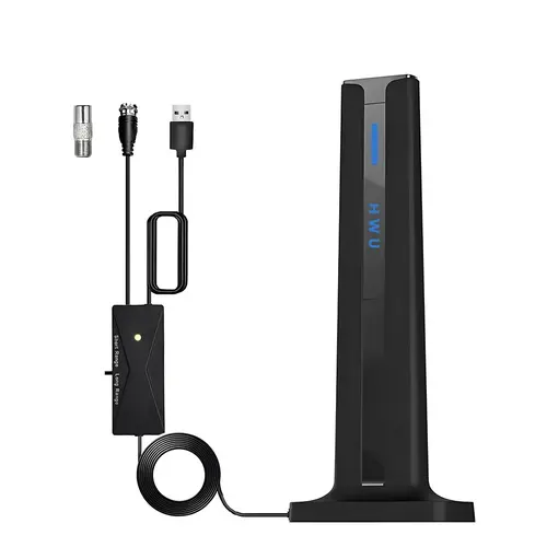 HWU 1080p HD Digital TV Antenna - Indoor/Outdoor Long-Range Accessory with Detachable Amplifier Signal Booster, Remote Control for Enhancing Signal & Local Channels (Black), Tv Antennas