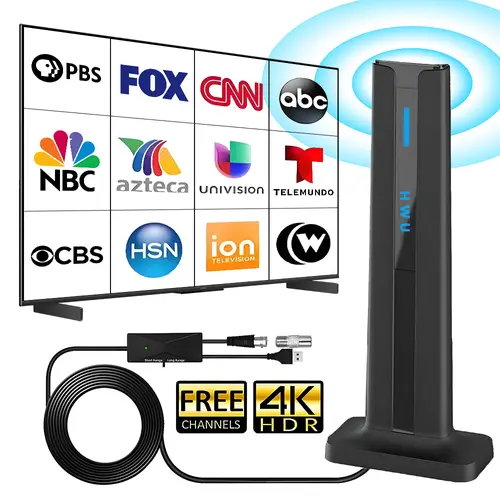HWU Indoor/Outdoor TV Antenna for Smart TVs - Easy Connection, 4K 1080P HD, 16ft Coaxial Cable for Local Channels, Long Range, Outdoor and RV Compatible for RV Users, Upgrade Viewing