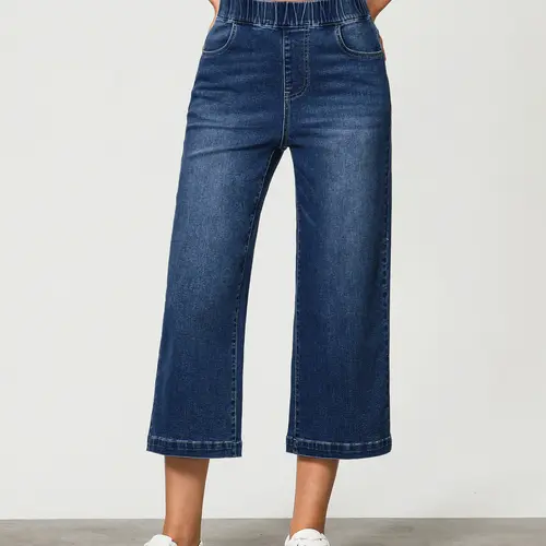 GRAPENT Women's High-Waisted Wide-Leg Wide Hip Capri-Style Jeans with Pockets - Casual Fit Chic Summer Below-The-Knee Denim Bottoms, Wide Hip Jeans,summerwins,summeroutfits,vacationoutfits,beachoutfits,back to school shopping