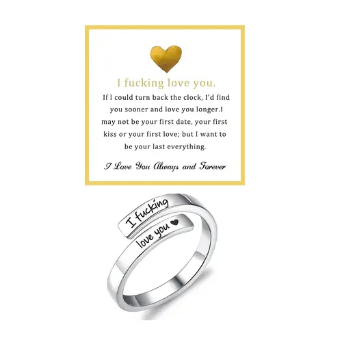 I Fvcking Love You Ring Adjustable Tarnish-Free Hypoallergenic One Size Fits All Daily Reminder Gift for Significant Others