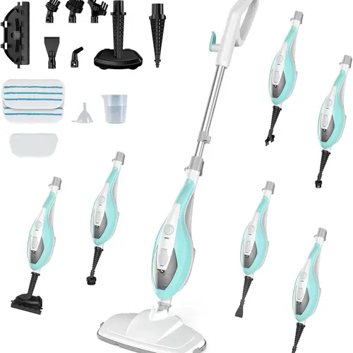 10-in-1 Steam Mop, 1550W Detachable Handheld Steam Cleaner, 16FT Cord & 2 Washable Pads, Multi-Purpose Floor Steamer for Hardwood, Carpet, Tile, Grout & Windows