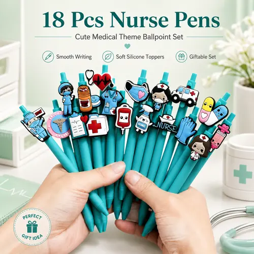 18pcs Nurse Doctor Gel Pens - Multicolor Colored Retractable Smooth Writing Pens with Cute Patterns, Nurses Day Gift, Office Stationery for Medical Students & Healthcare Professionals