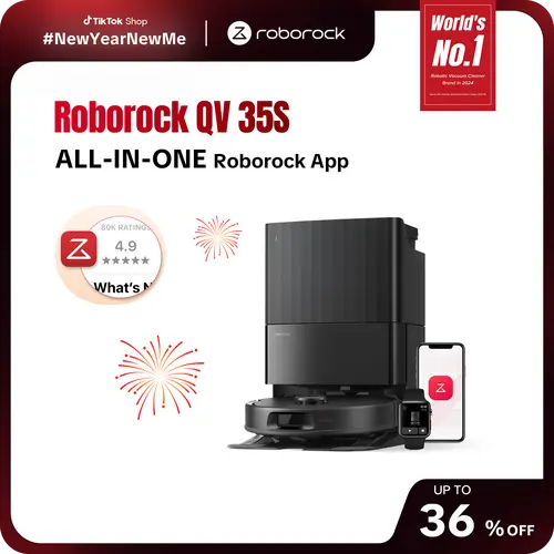 Roborock Qrevo Series Robot Vacuum and Mop, 10,000Pa suction, Self-Drying, Auto Mop Washing, Self-Emptying & Refilling, 10mm Mop Lifting, Smart Obstacle Avoidance (QV 35S) #tiktokshopbacktoschool #roborocknewarrives