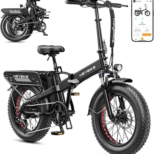 Heybike Mars 2.0 All-Terrain Hey Bike Ebike for Adults - Pedal-Assist Portable Wide Tire Bike, 1800W Peak Power, 32 MPH Top Speed, 100Nm Torque, 70+ Miles Range, 624Wh Removable Battery, 20”x4” Fat Tires, Full Suspension, UL 2849 Certified