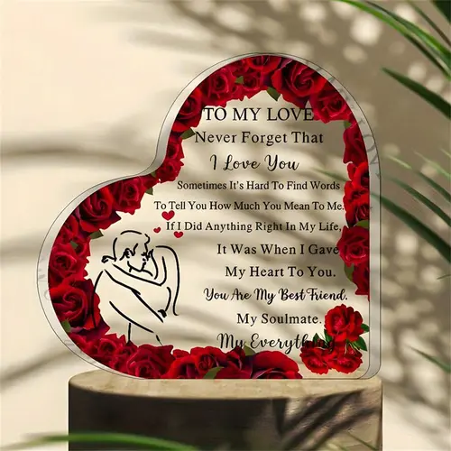 MUNBYN "TO MY Love" Acrylic Puzzle Message Desk Sign - Heart Plaque, Novelty DIY Decor, Romantic Sentimental Boyfriend Birthday Gift, Anniversary Gift for Him (Remove Protective Film Before Use), Desk Signs