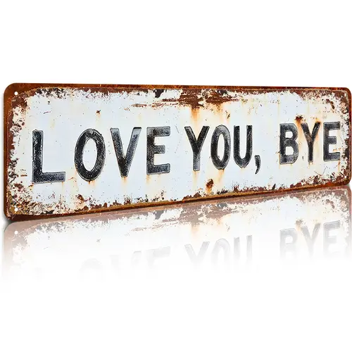 1PC Durable Aluminum Vintage Metal Sign with Love-Goodbye Text, 16x4in Lightweight Vintage Home Decor, Modern Love Theme Wall Art, Multi-functional Entryway Decor for Home & Wedding Arrangement