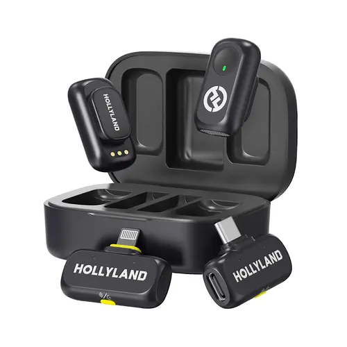 Hollyland LARK A1 Combo Wireless Lapel Mic Recording Kit - Cordless Wireless Mics for iPhone, USB Type-C Devices, Content Creators, Anniversary & Business Use, Rechargeable Smartphone Audio Solution