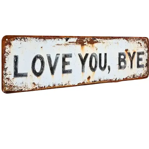Vintage Aluminium "Love You Goodbye" Metal Plaque - 16x4in Lightweight American Retro Love Theme Novelty Decor, Daily House Decor Accessory, Vintage Things Wall Sign