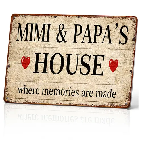 Aluminum Welcome Plaque - Decorative 6x12in American Design Home Sign with Retro Look, Durable Easy-Install Hangable Kitchen Wall Decor, Gift for Grandparents