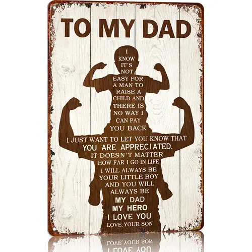To My Dad Retro Aluminum Alloy Decorative Plaque Sign, 8x12 Inch Father's Day/Birthday Gift From Son, Vintage Home Wall Decor For Living Room