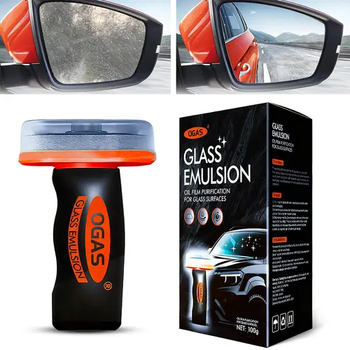 With sponge windshield Oil Film Eraser Wand - All-in-One Pro Kit with Glass Cleaning Emulsion Formula - The Ultimate Streak-Free Solution to Prep for Repellents,Glass Oil Film Remover for Car Windshield & Windows