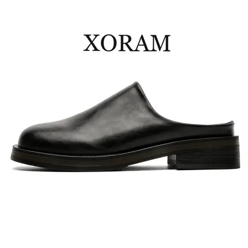 XORAM Men's Slip-On Closed-Toe Mules - Basic Elegant Brown Clogs, Comfortable Casual Everyday Shoes, M6.5/W8 Fit