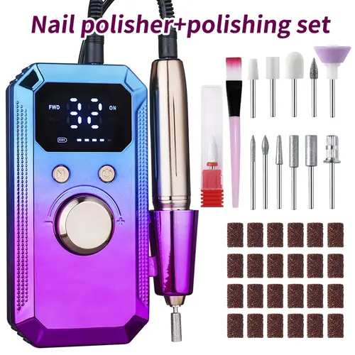 Electric Nail Drill Set, Colorful LED Display, 32 Speed Adjustable, Gel Nail Polisher, Girl's Manicure Tool, Portable & Durable, Nail Drill Machine, Nail Care, Nail Art, Diy Manicures