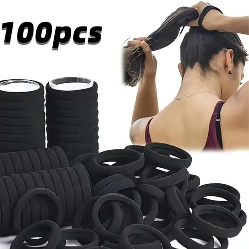 100 Pcs Elastic Hair Ties for Women - Thick Seamless, No-Damage Soft, High-Stretch Hold, Daily Accessories for Any Hair Type, Ideal for Creating Ponytails & Neat and Tidy Styles