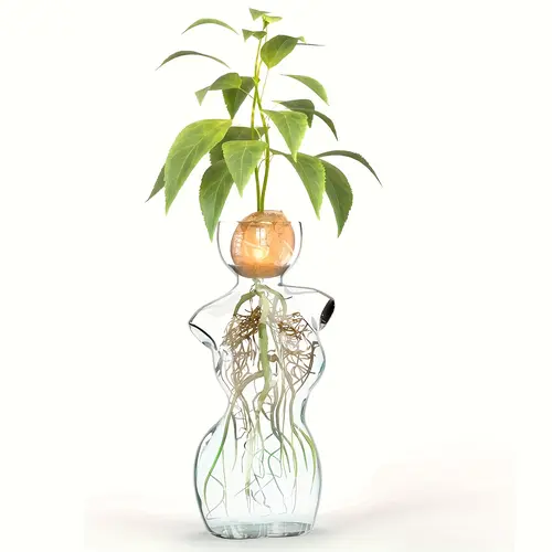 Elegant Female Silhouette Glass Vase - Plant Propagation, Seed Starting, Water Rooting Vessel for Avocado Bulbs, Plant Cuttings - Unique Thanksgiving Living Room Decor