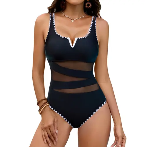 Blooming Jelly Women One Piece Swimsuit Sexy Mesh Swim Suit Tummy Control Slimming Bathing Suit Neon Sport Swimwear #SwimWeek #Summervibes